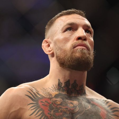 Conor McGregor reacts to Michael Chandler’s loss to Charles Oliveira at UFC 309