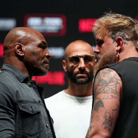 Video: Mike Tyson stoic during faceoff with Jake Paul, vows ‘I’m not going to lose’