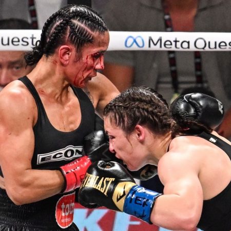 Amanda Serrano shows off gruesome cut suffered from numerous head butts in Katie Taylor rematch