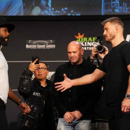 Jon Jones refuses to shake hands with Stipe Miocic, tells him ‘don’t ever mention my kids again’
