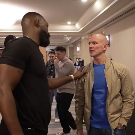 Watch Jon Jones walk out of interview: ‘It’s going to be an Aspinall-fest’